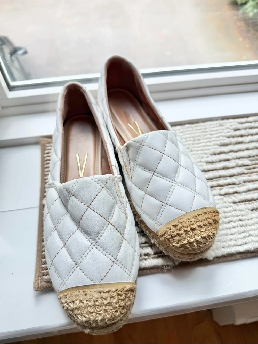 Vizzano White Quilted Espadrille Loafers Women's US 8 / EUR 39 Slip On Casual